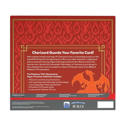 ¿Qué Incluye la Charizard Ex Super Premium Pokemon TCG Pokémon TCG?

La Charizard Ex Super Premium Pokemon TCG&nbsp;viene repleta de emocionantes sorpresas que cualquier fan de Pokémon TCG amará. Esta edición especial incluye:

Paquetes de Refuerzo de Pokémon TCG:&nbsp;Múltiples paquetes de refuerzo que contienen cartas adicionales para que los jugadores expandan sus mazos y descubran nuevas estrategias.
Cartas Especiales y Promocionales Cartas promocionales exclusivas