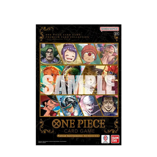imagen frontal de la carpeta de best selection 6, se ve un fragmento de la imagen de cada carta de su interior, personajes entre otros como otama, sanji o kid