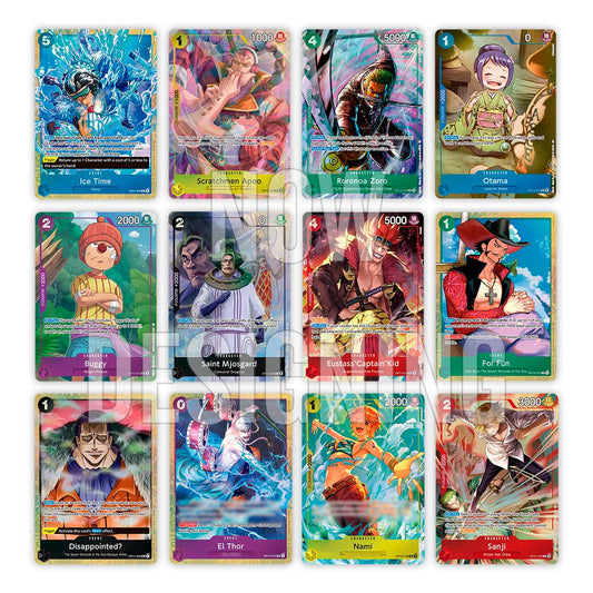 ilustraciones de las cartas de la carpeta de best selection 6, entre otros personajes como buggy o nami