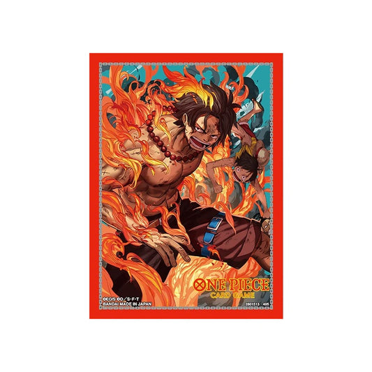 ilustracion de las fundas en la que se ve a ace en llamas agarrando a luffy 